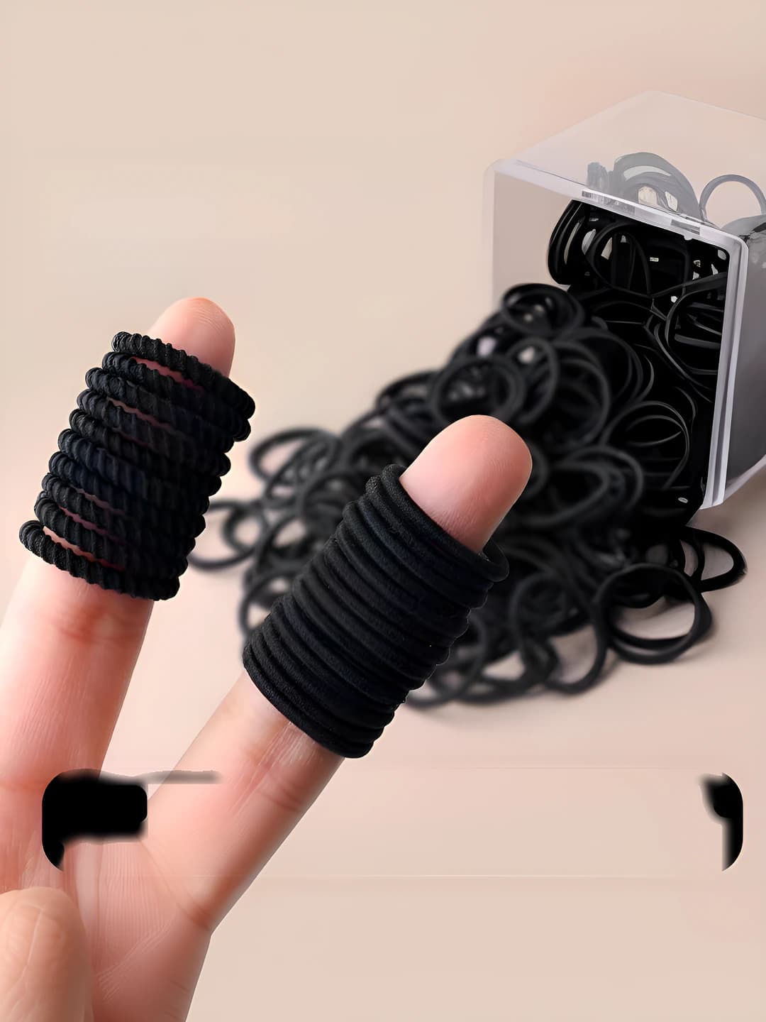 Women's hair ties: black, small size, stretch, non-damaging to hair, cartoon style