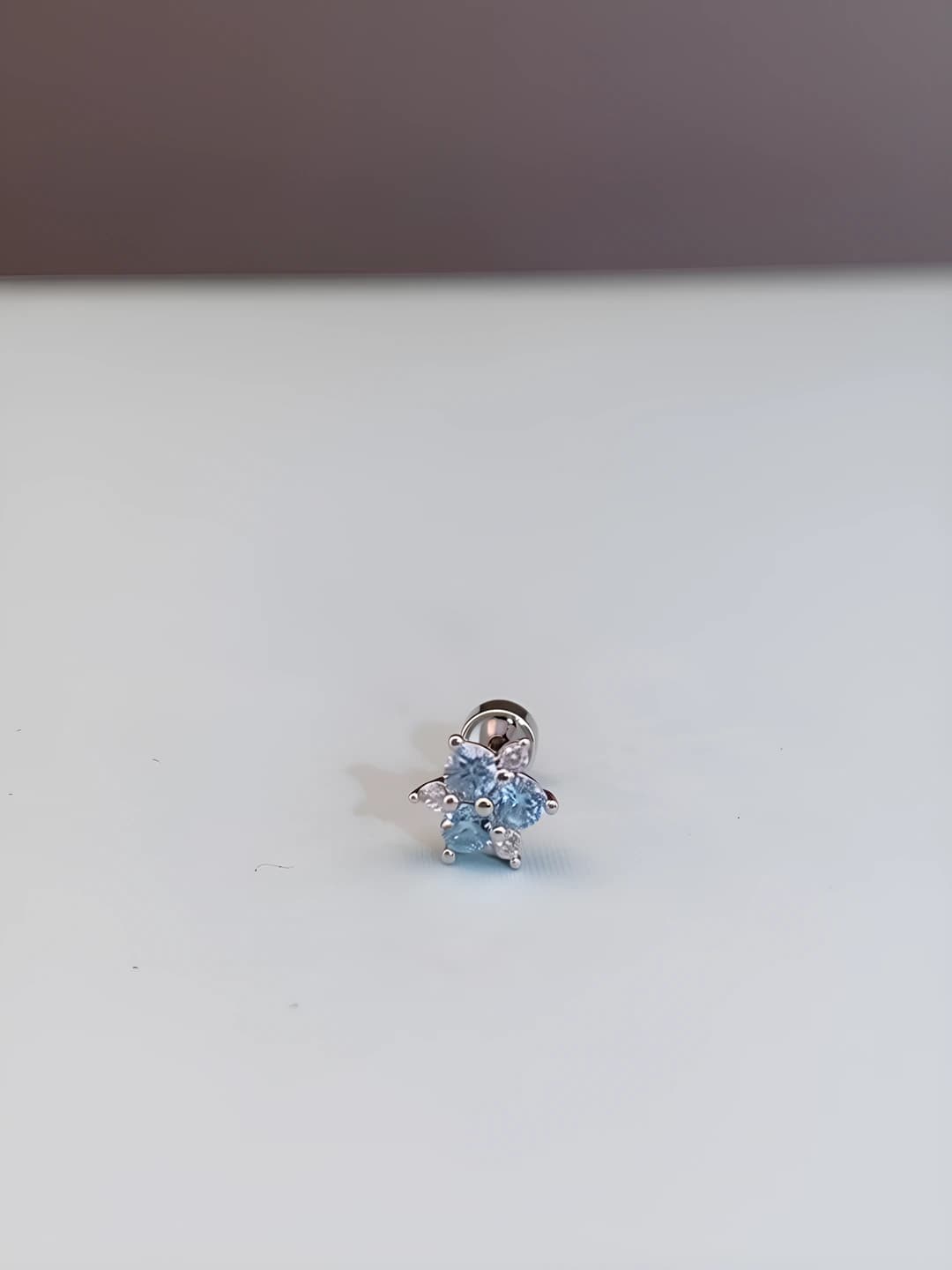 Blue zircon flower, 1 pc