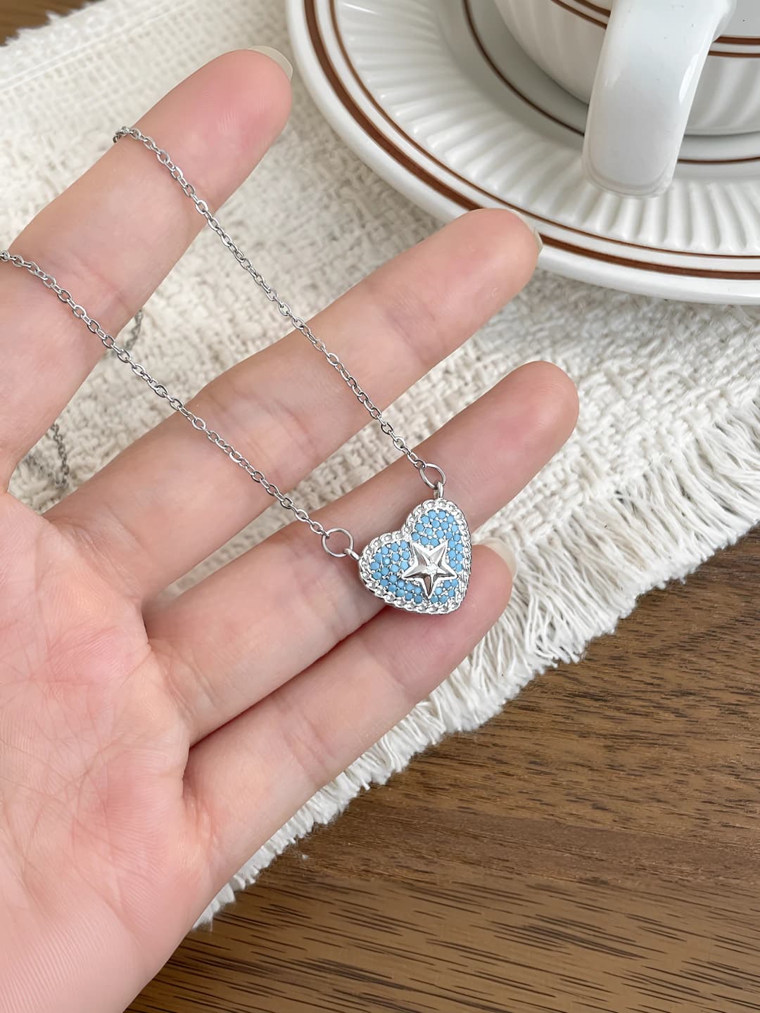 Blue heart necklace