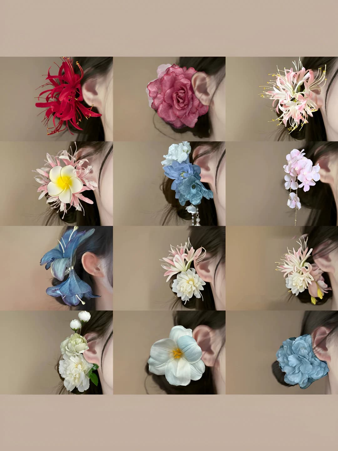 Women's fabric flower hair clips and combs, handmade, vacation style, fresh and sweet design element