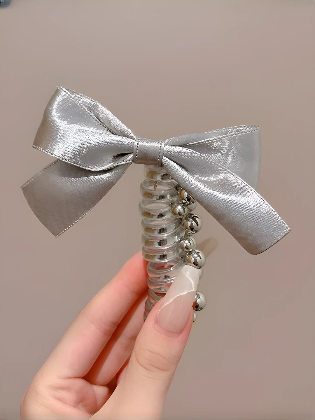 1# Large bow phone cord hair tie