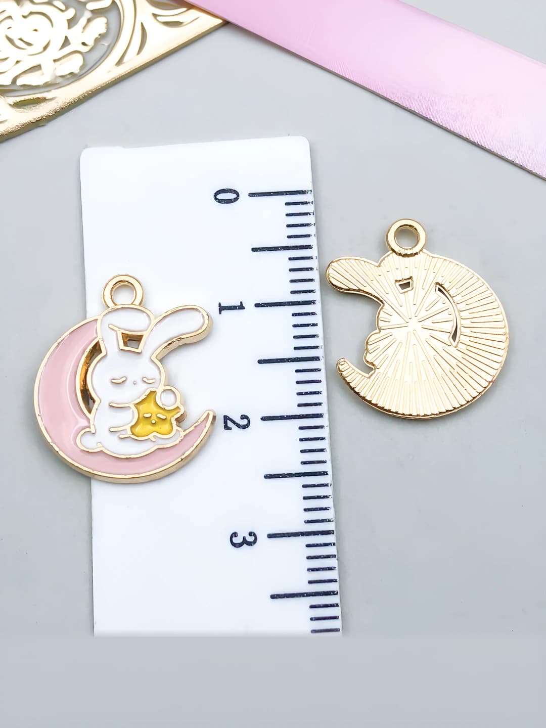 1 шт Розовый луна, звезда, кролик 18x15mm-1.1g