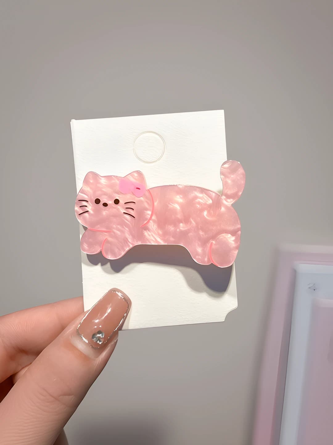 2# Pink cat hair clip 5.5cm