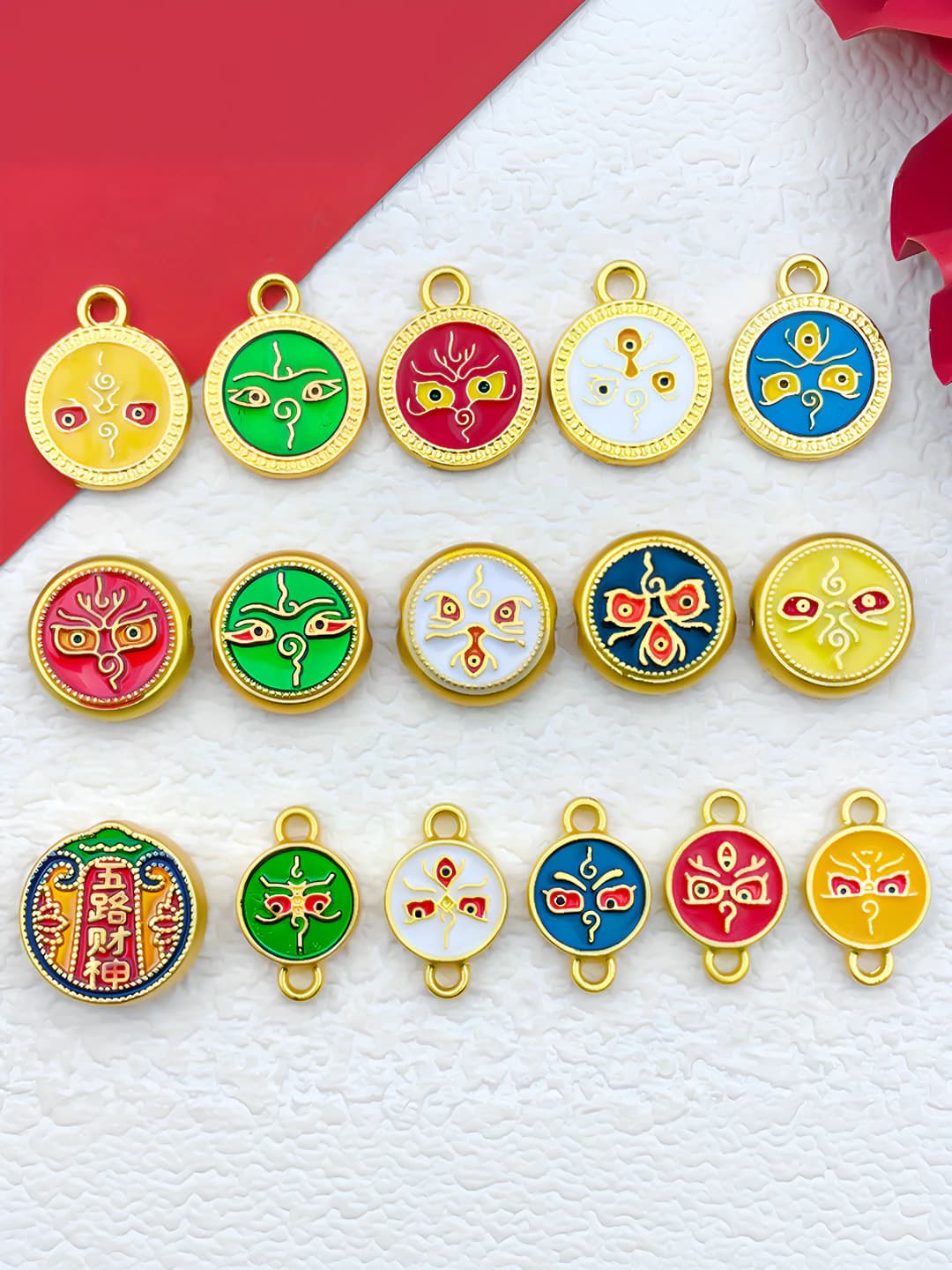 DIY emal charm pendent komponenti, qadimiy uslubdagi oltin rangli, xitoy uslubidagi, o'simlik naqshli, sink qotishmasi