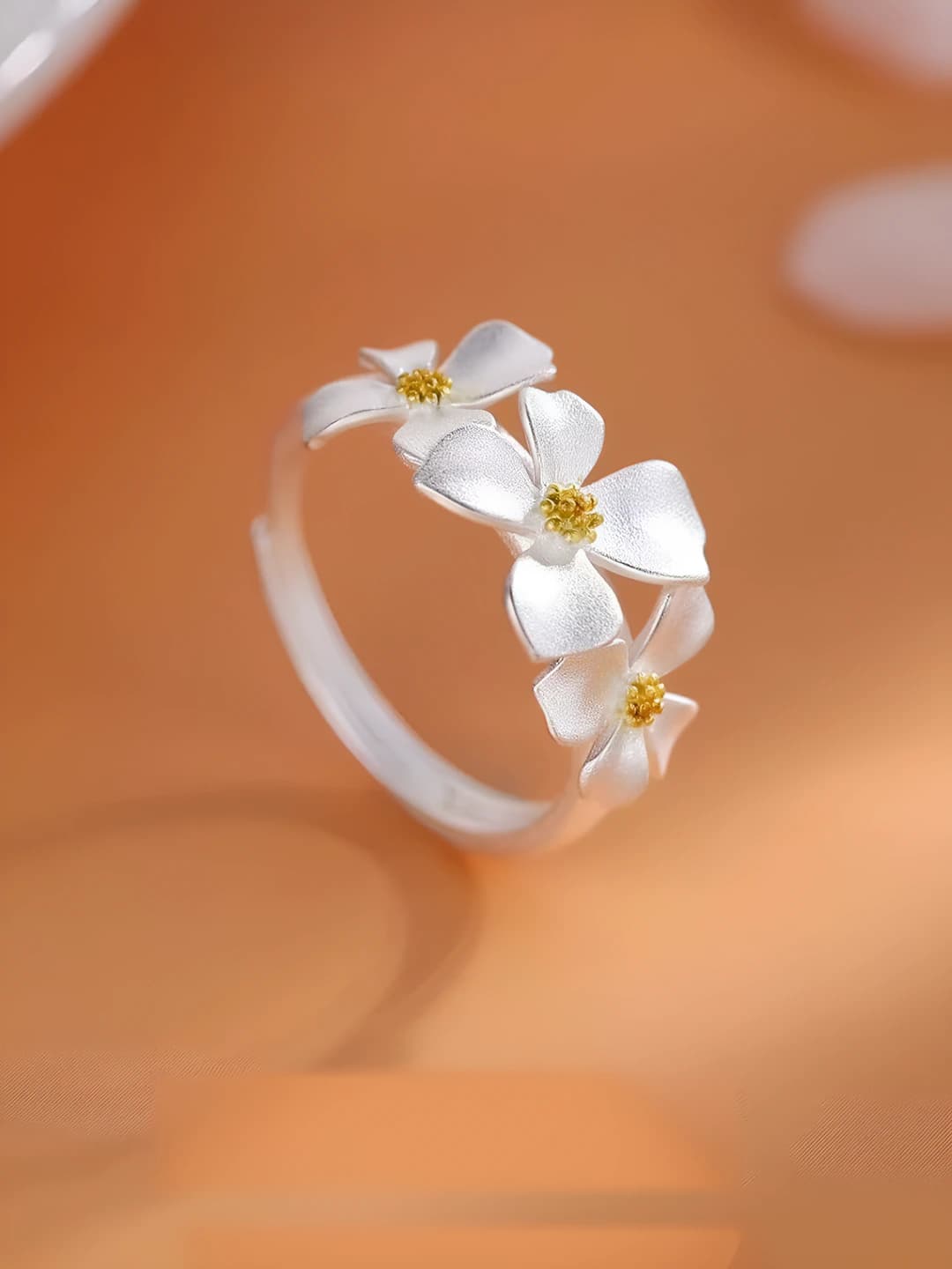 Women's flower ring, open, copper, electroplating, ins style