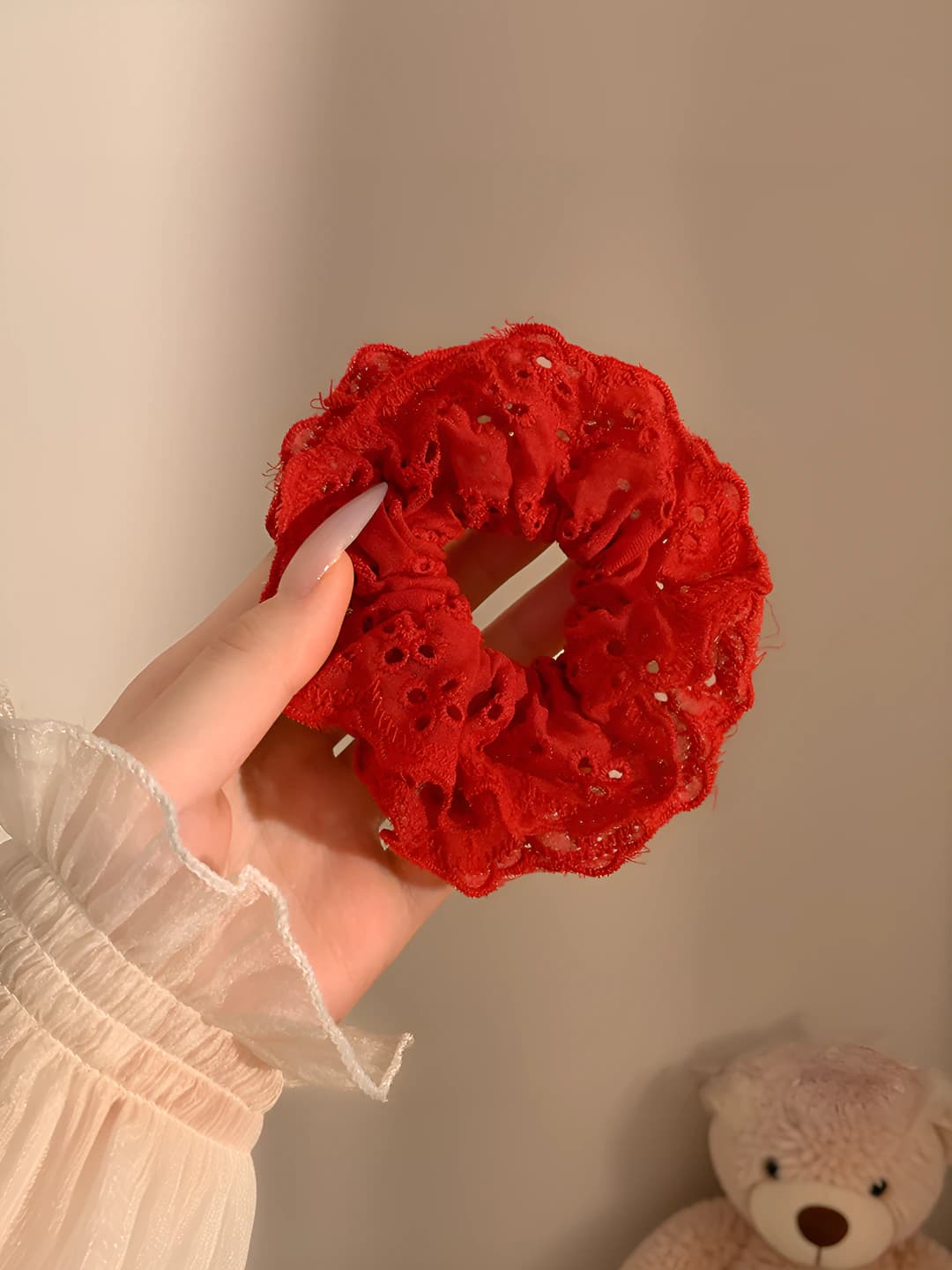 12# Red lace cutout double layer 12 cm
