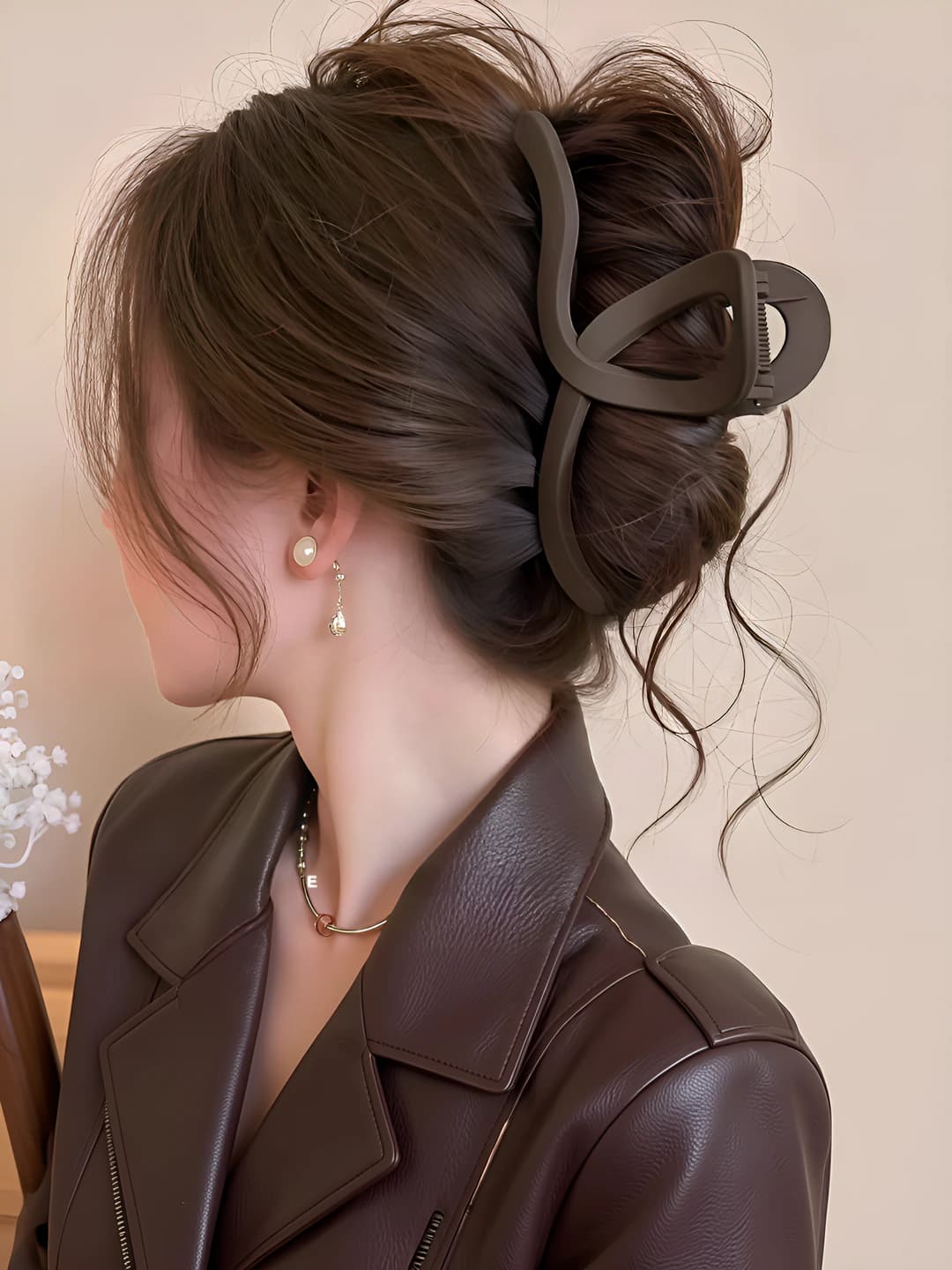 Coffee matte wave clip, ~13.5 cm