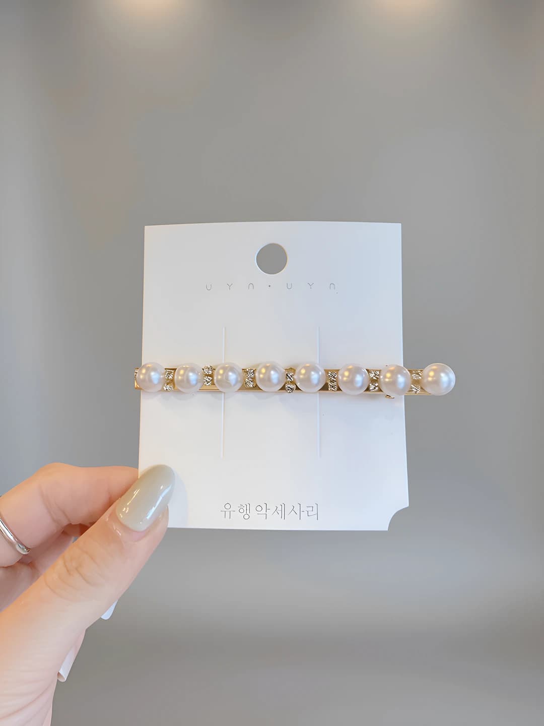 L large pearl crystal - straight clip