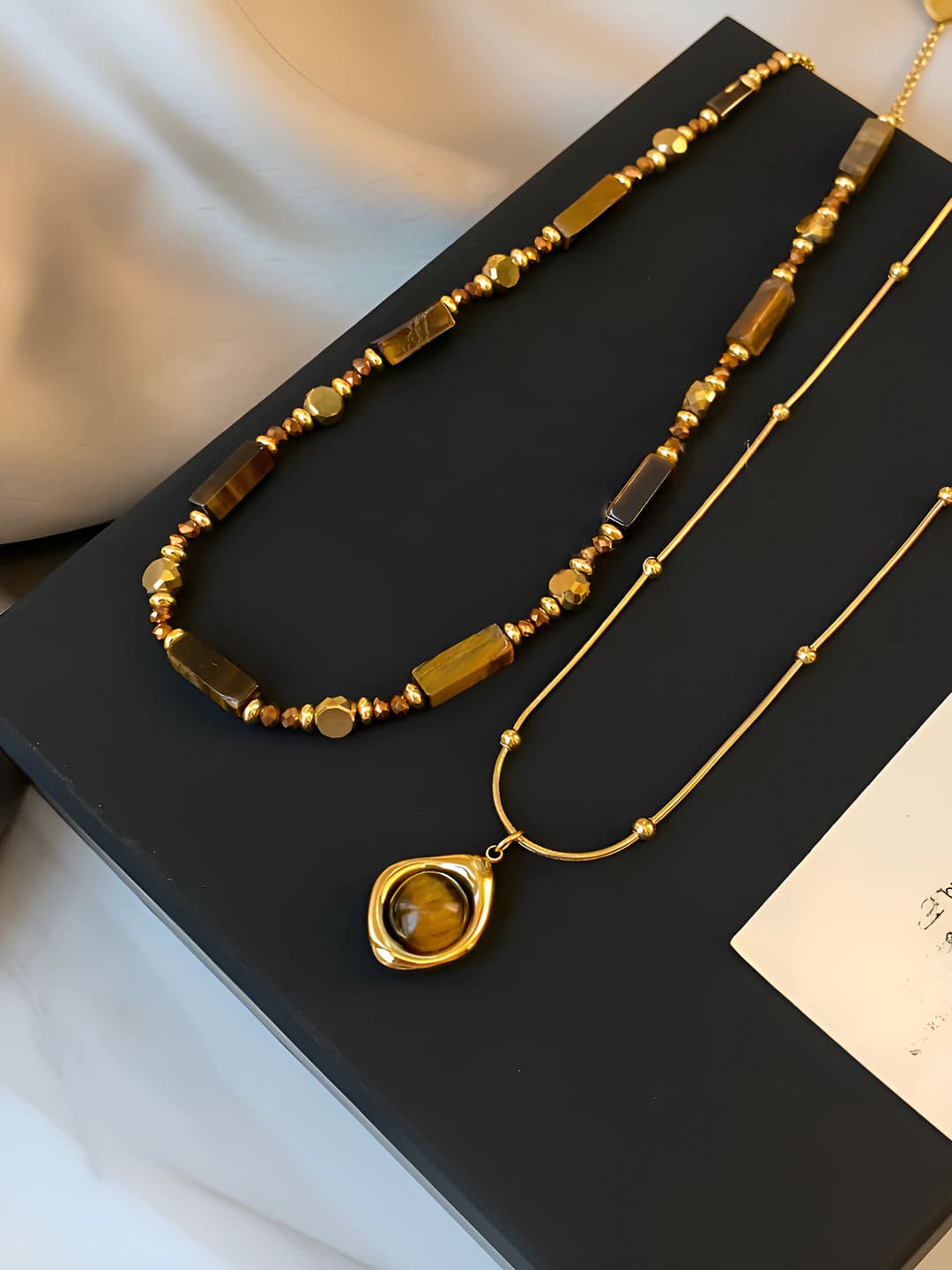 2 Necklace - Gold - Coffee