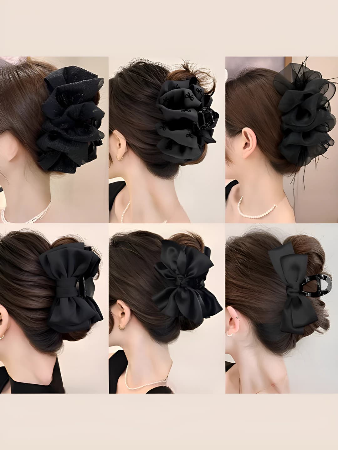 Women's hair clips and combs: large size, high skull effect, light luxury, versatile, handmade, mixed material, Korean style, fresh and sweet design element, bow shape, claw clip
