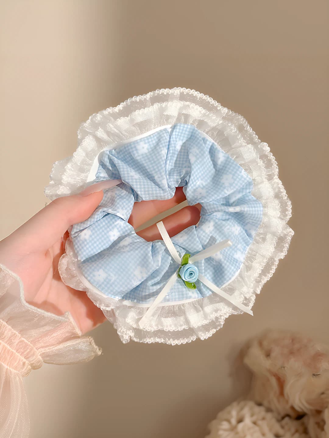2# Light blue small floral bow 12 cm