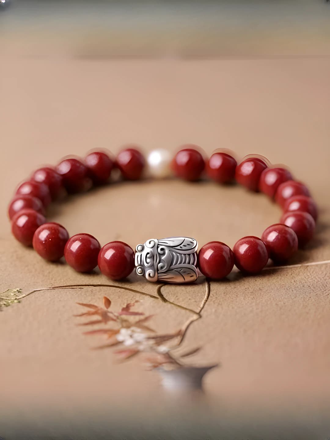 Red cicada bead bracelet
