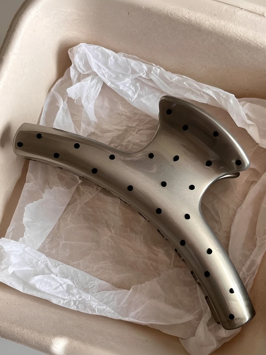 Silver-grey black, polka dot, 11 cm