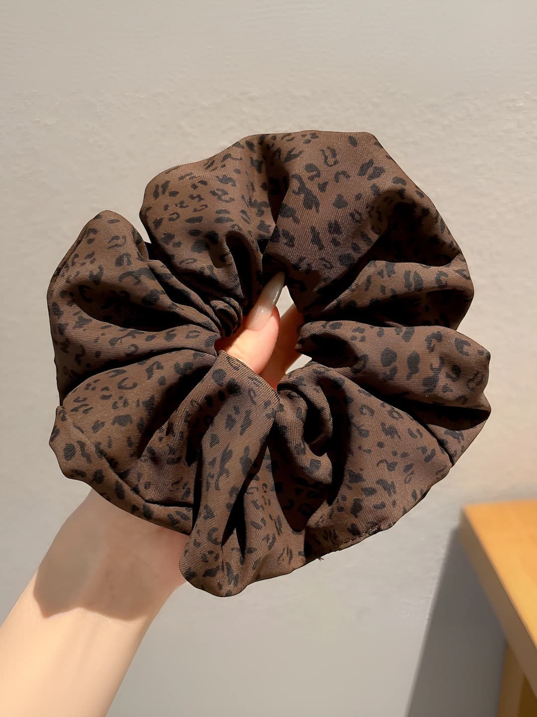 Dark coffee leopard unpressed edge approx 15 cm