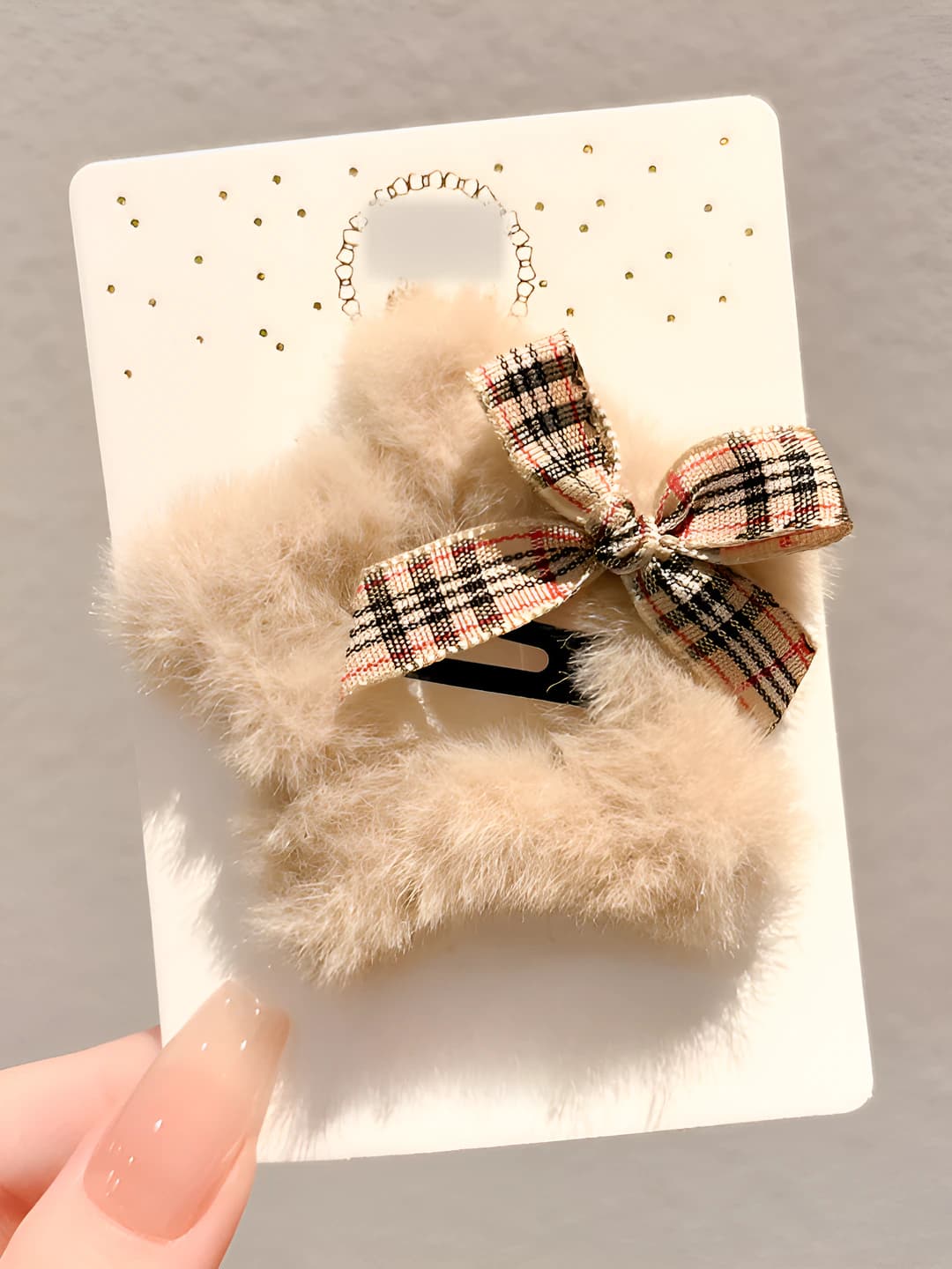3# Light coffee fluffy star hair clip