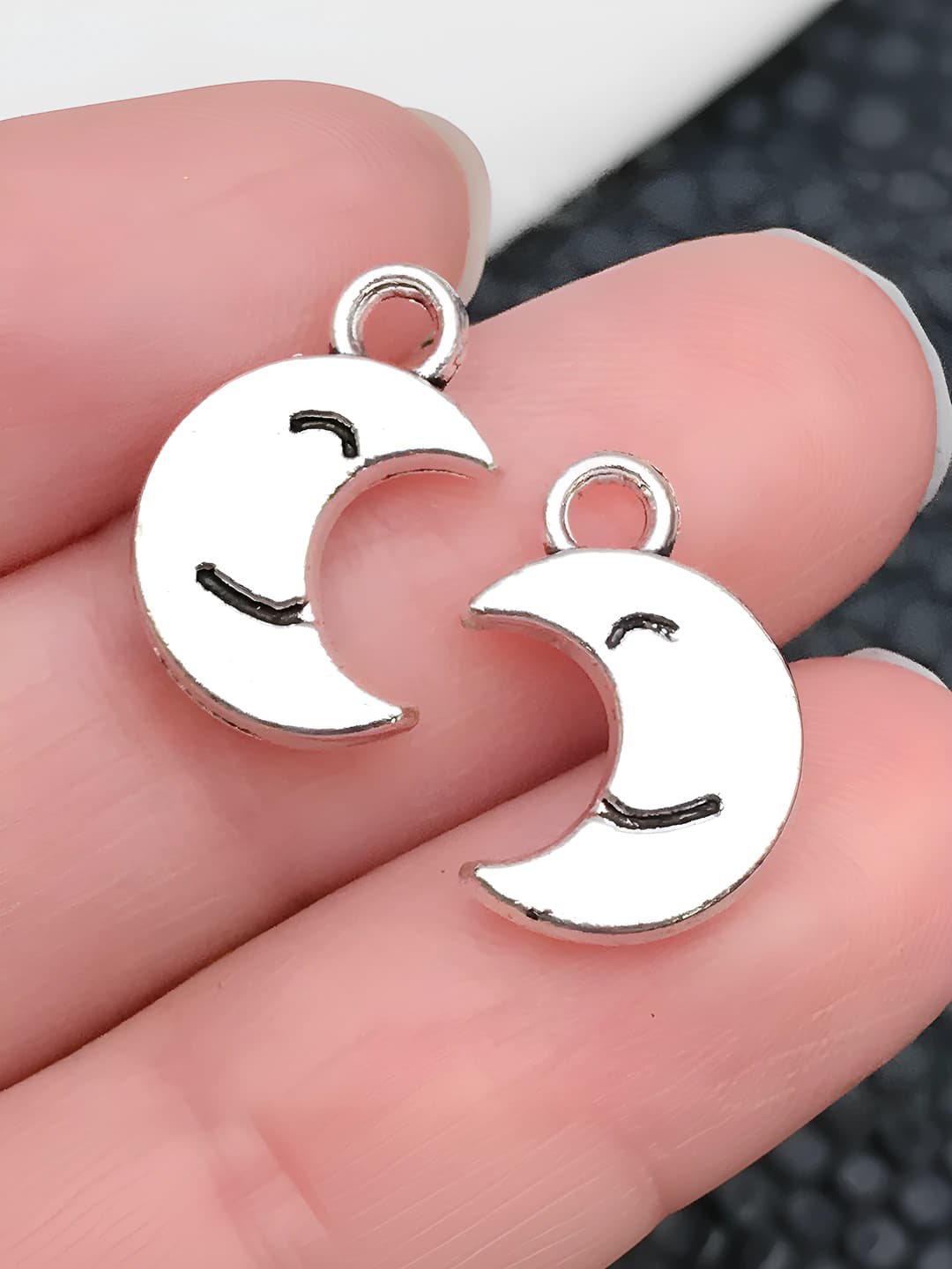 1 шт. старинное серебро улыбающаяся луна 10x14mm-1.1g-13870