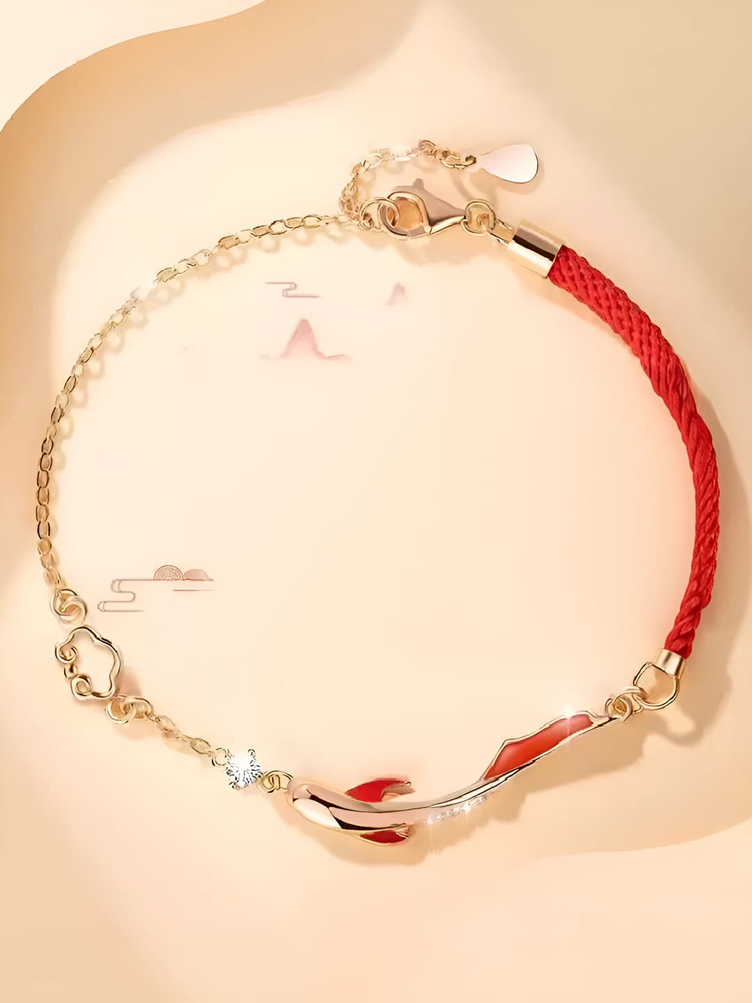 Women's 2026 new Chinese style bracelet with red string and koi fish