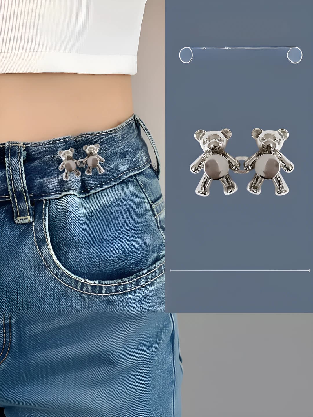 21# Bright silver bear 1 pair