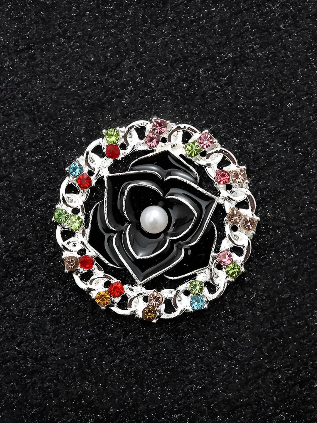 Silver base, black