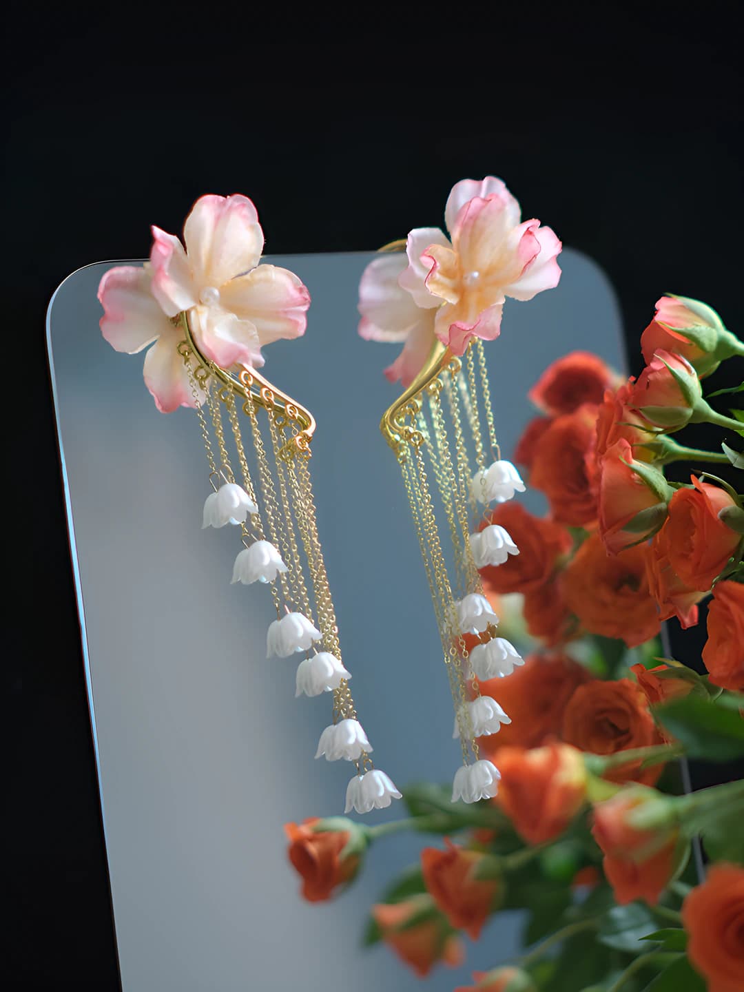 Gold, pink, white