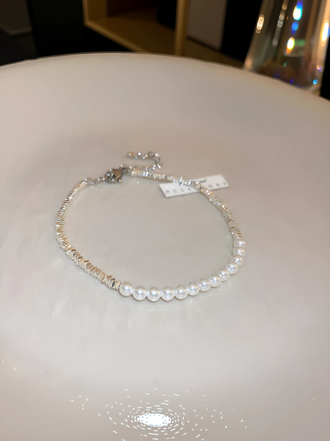 53# Bracelet - Silver - Crushed silver pearl