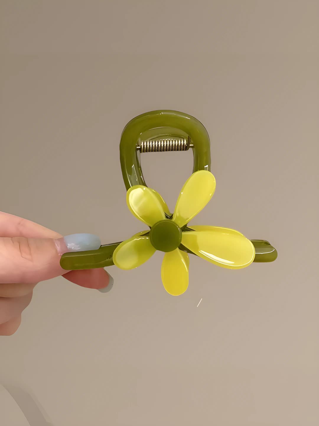 Floral hair clip green-8 cm