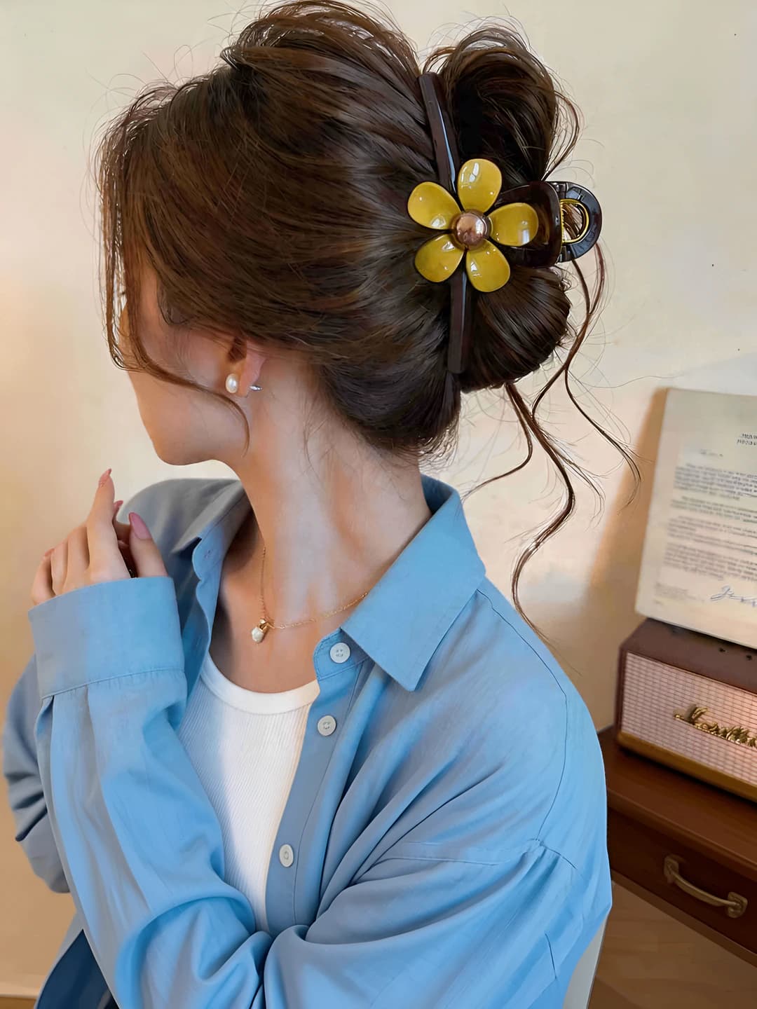 Women's retro flower hair clips and combs, 2026, Korean-Japanese style, premium feel, for half-up hairstyle