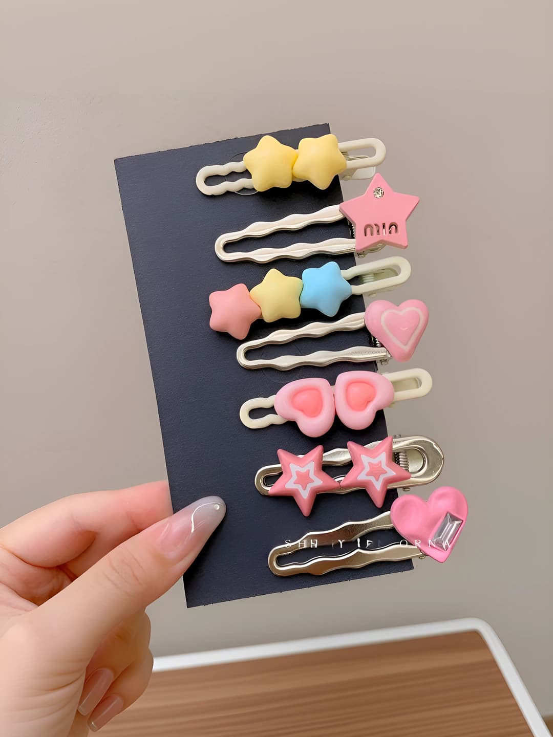 19 Pink hearts 7 pcs