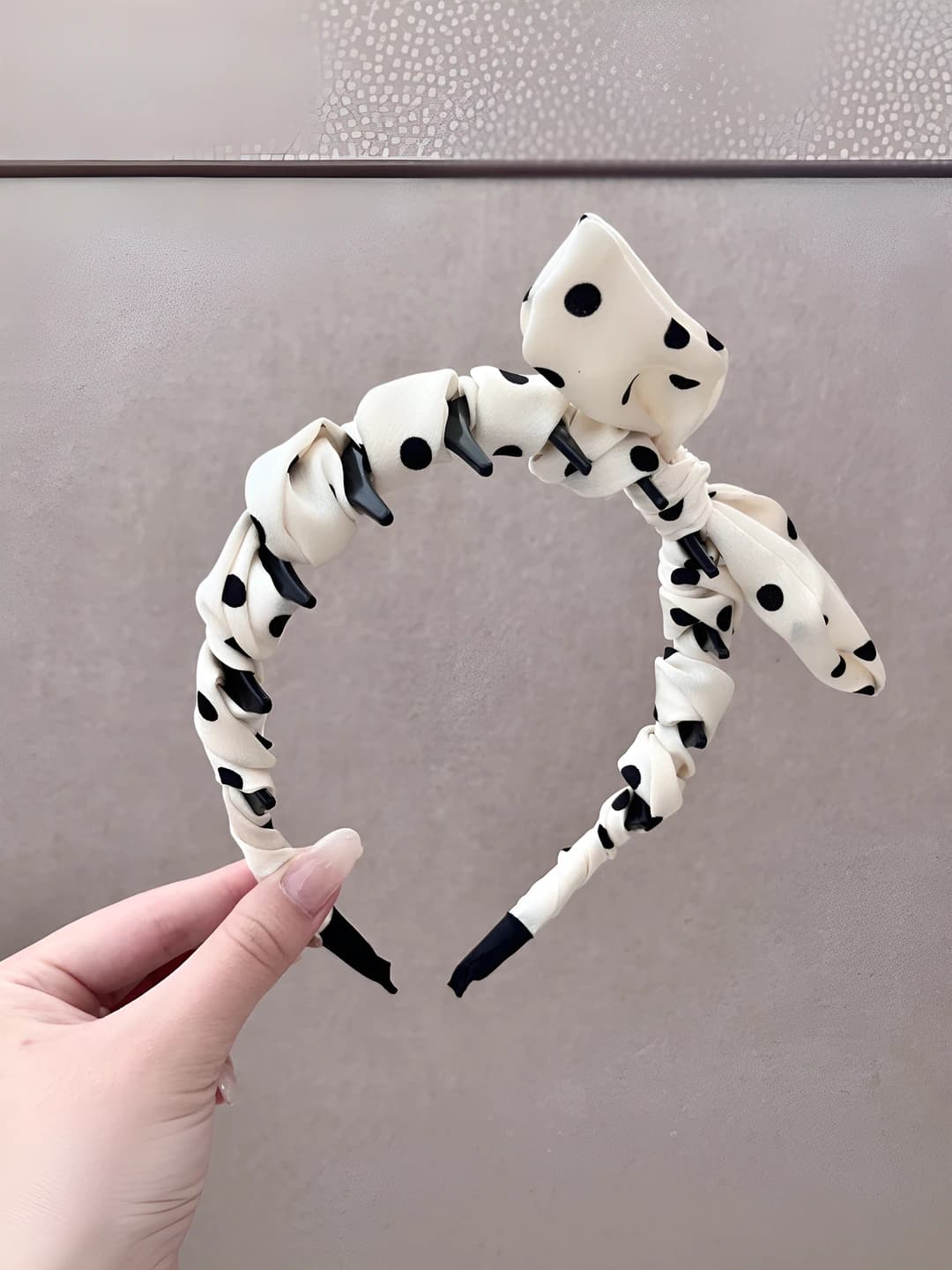 Beige, polka dot