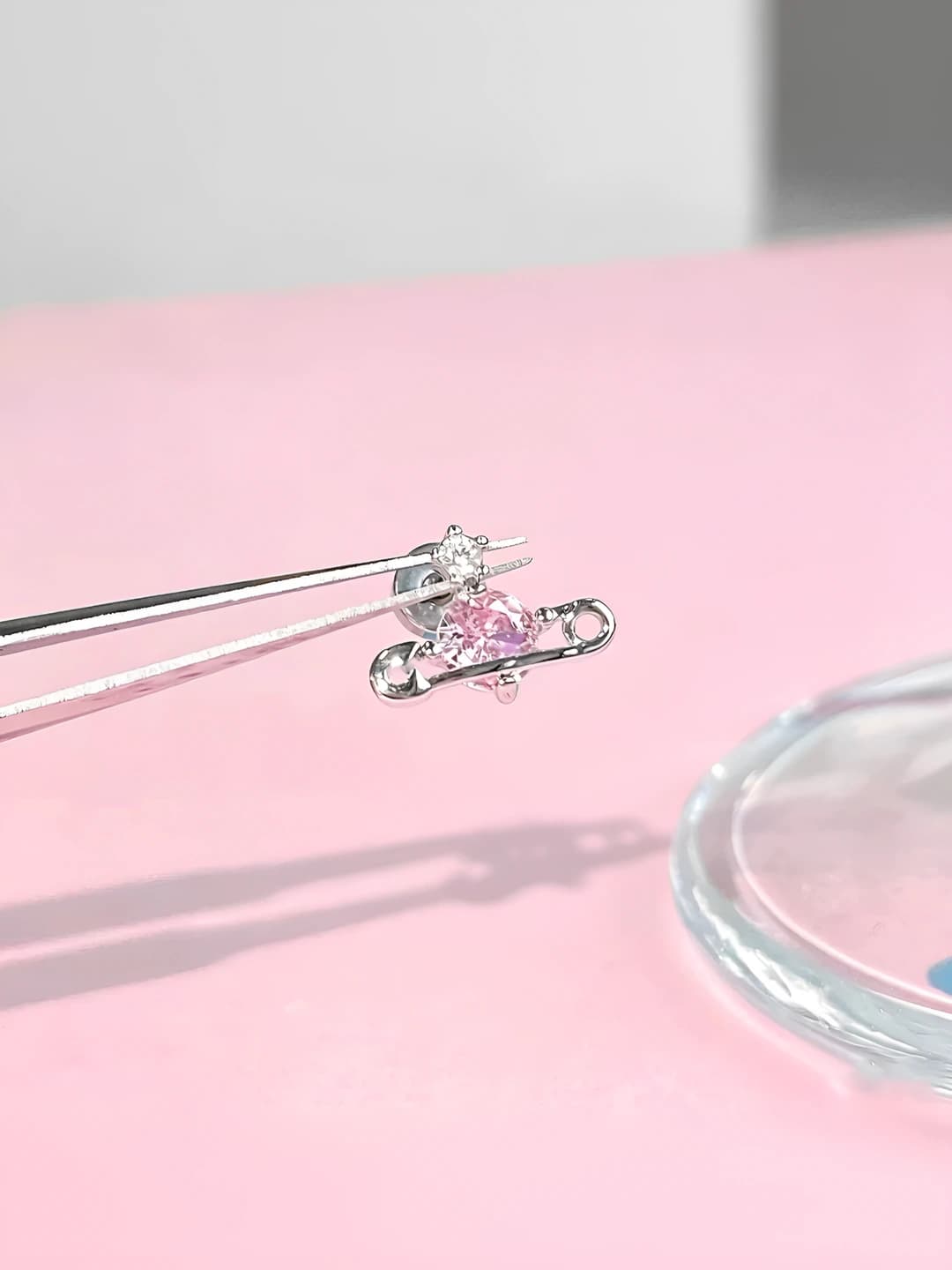 Белое золото, розовый, 0.8*6mm