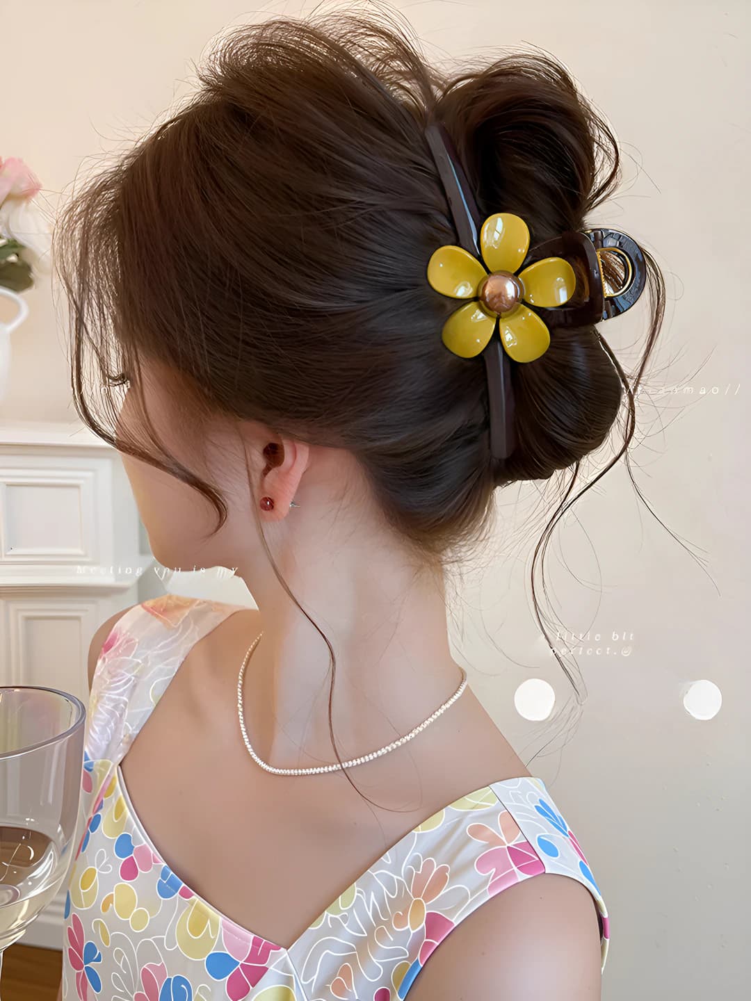 4# Chocolate brown [Large] floral clip (13 cm)