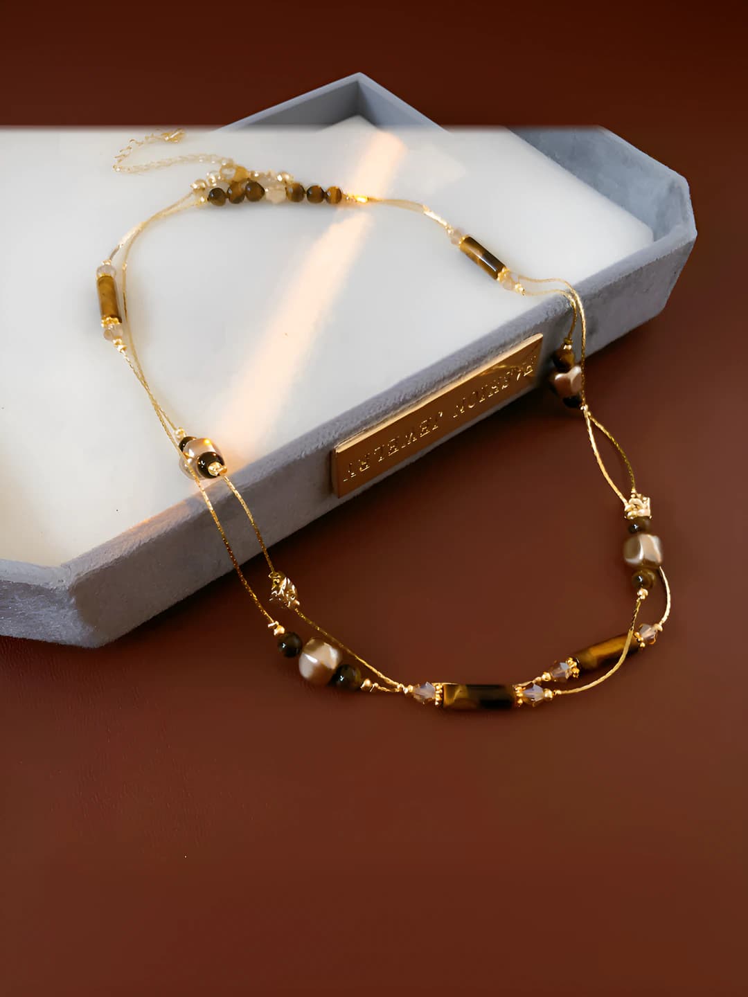 4 Necklace - Gold - Coffee