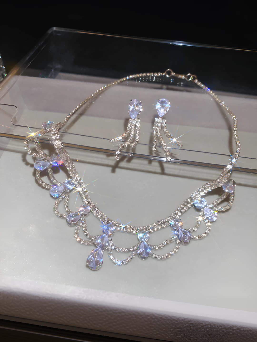 16# Earring-necklace - Silver (2 pcs)