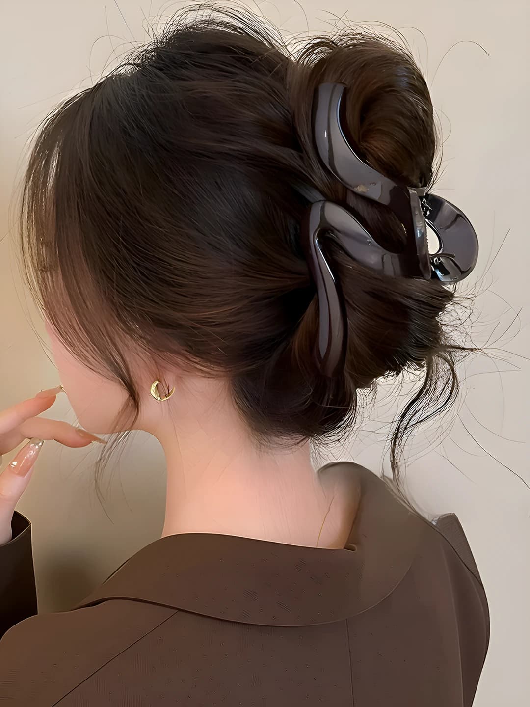 Chocolate brown, wave, 12.5 cm