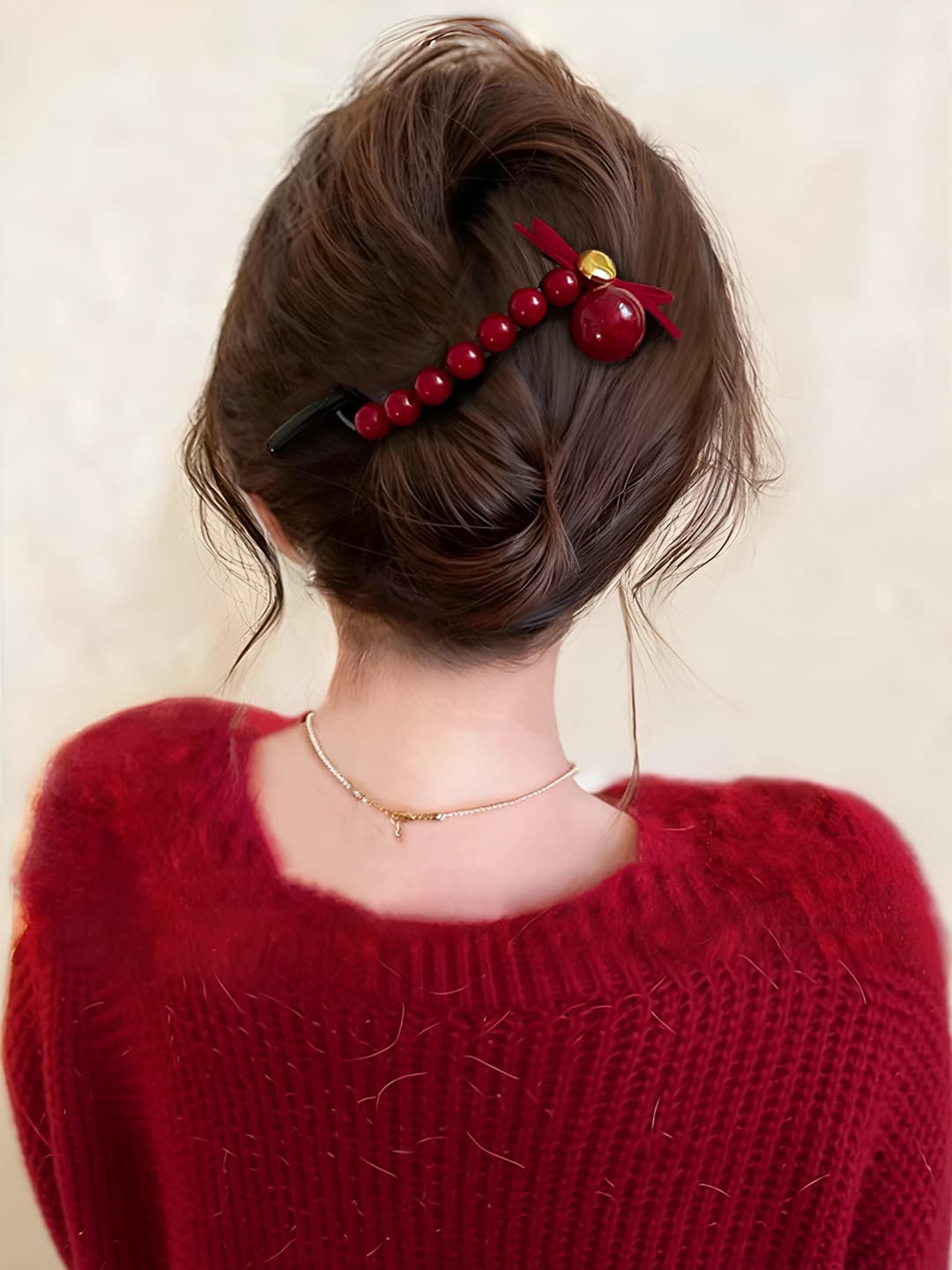 Bright red bow hair clip-11 cm