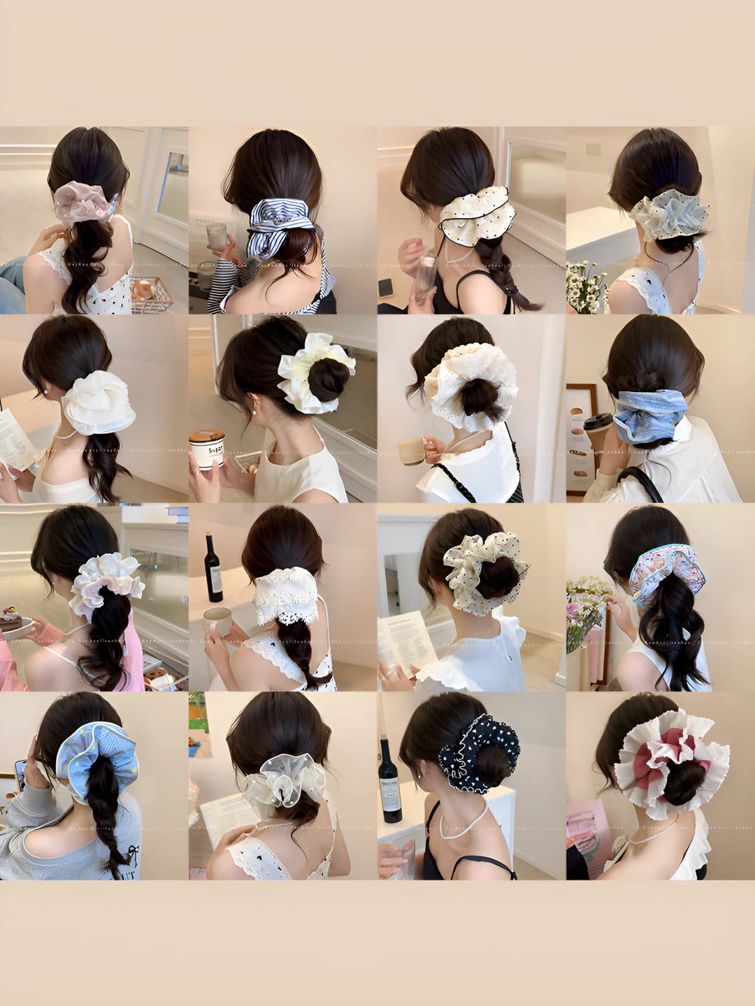 Women's lace hair scrunchie, large size, sweet style