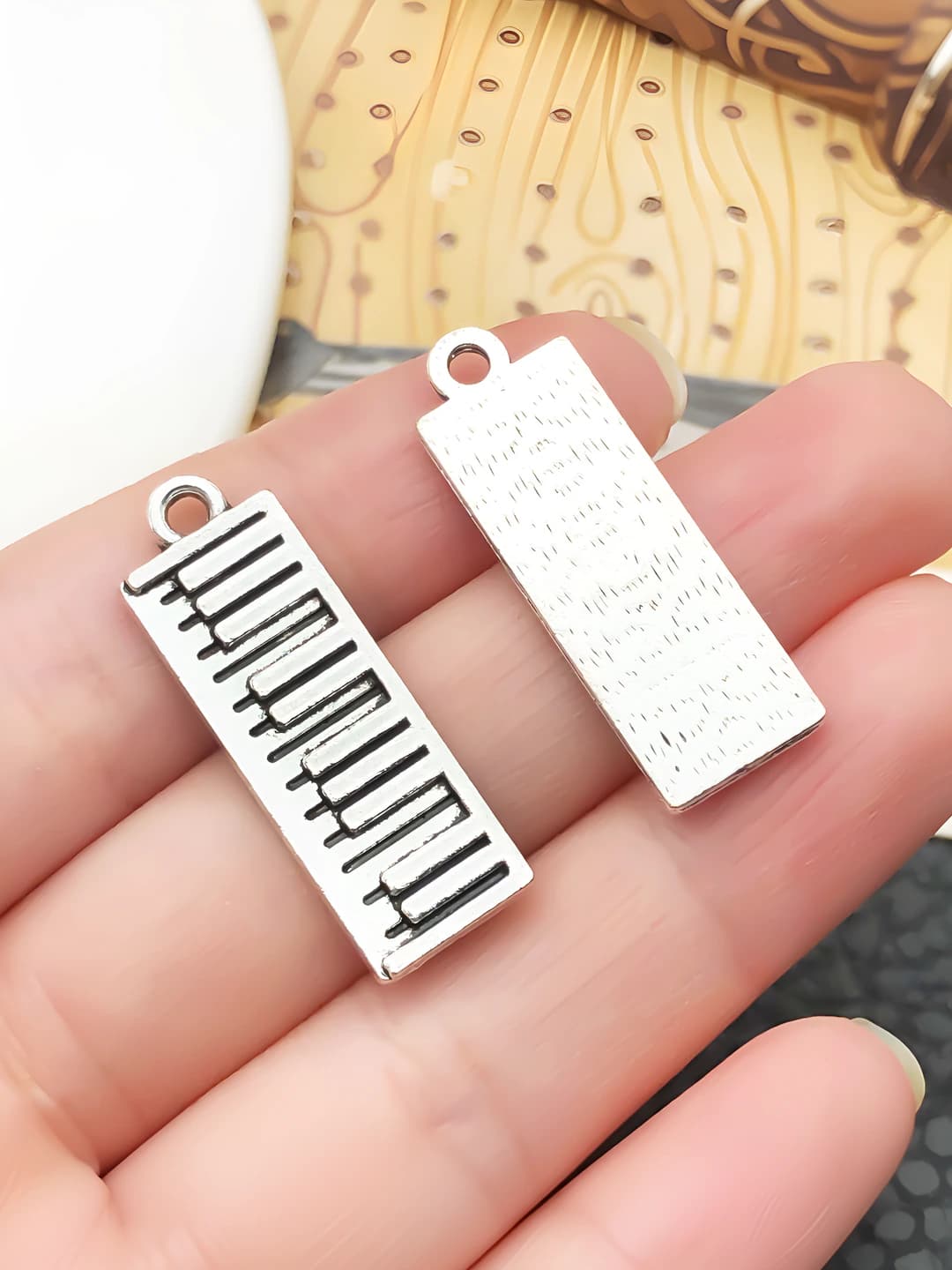 Античная серебро, фортепиано, 30x10mm