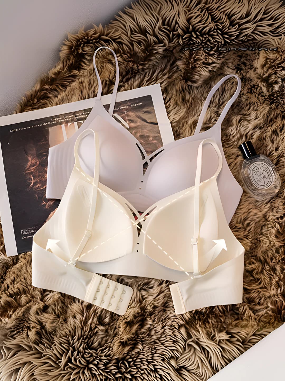 2026 women's thin bra, seamless, set, sexy style, 3/4 cup, back three-row clasp