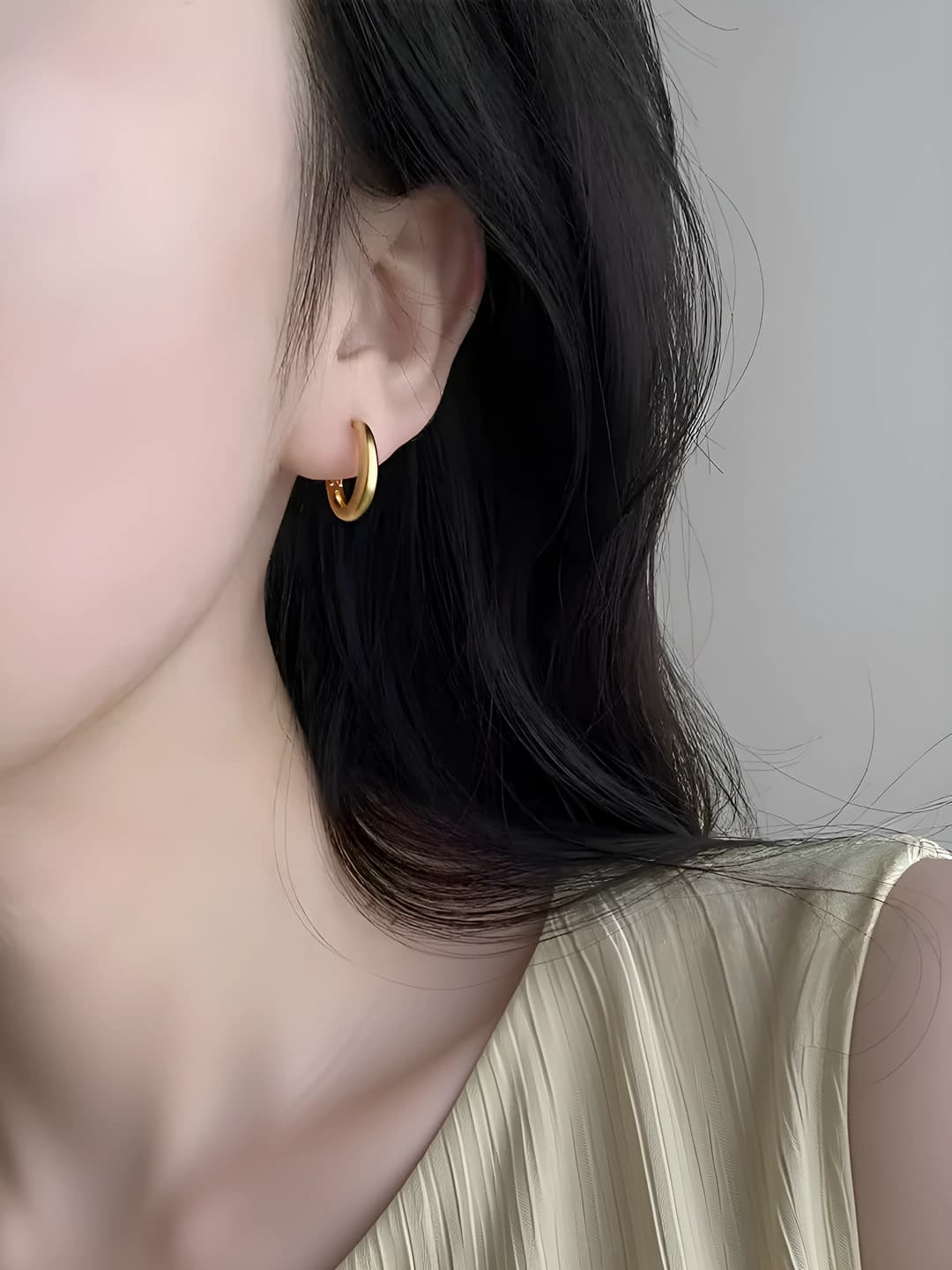 Women's retro geometric U-shaped copper hoop earrings