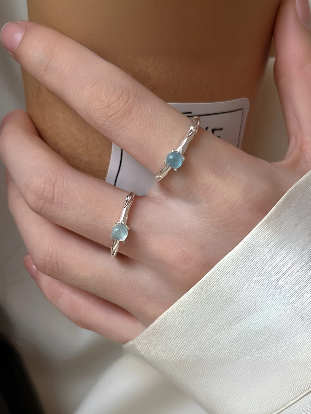 Women's sky blue open ring, minimalist ins style, for stacking