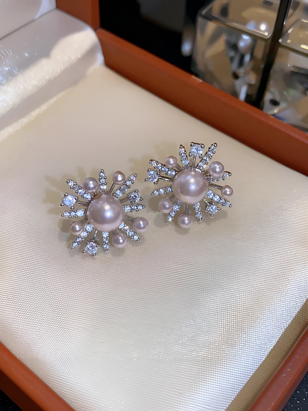 42 Silver post - Silver - Pink