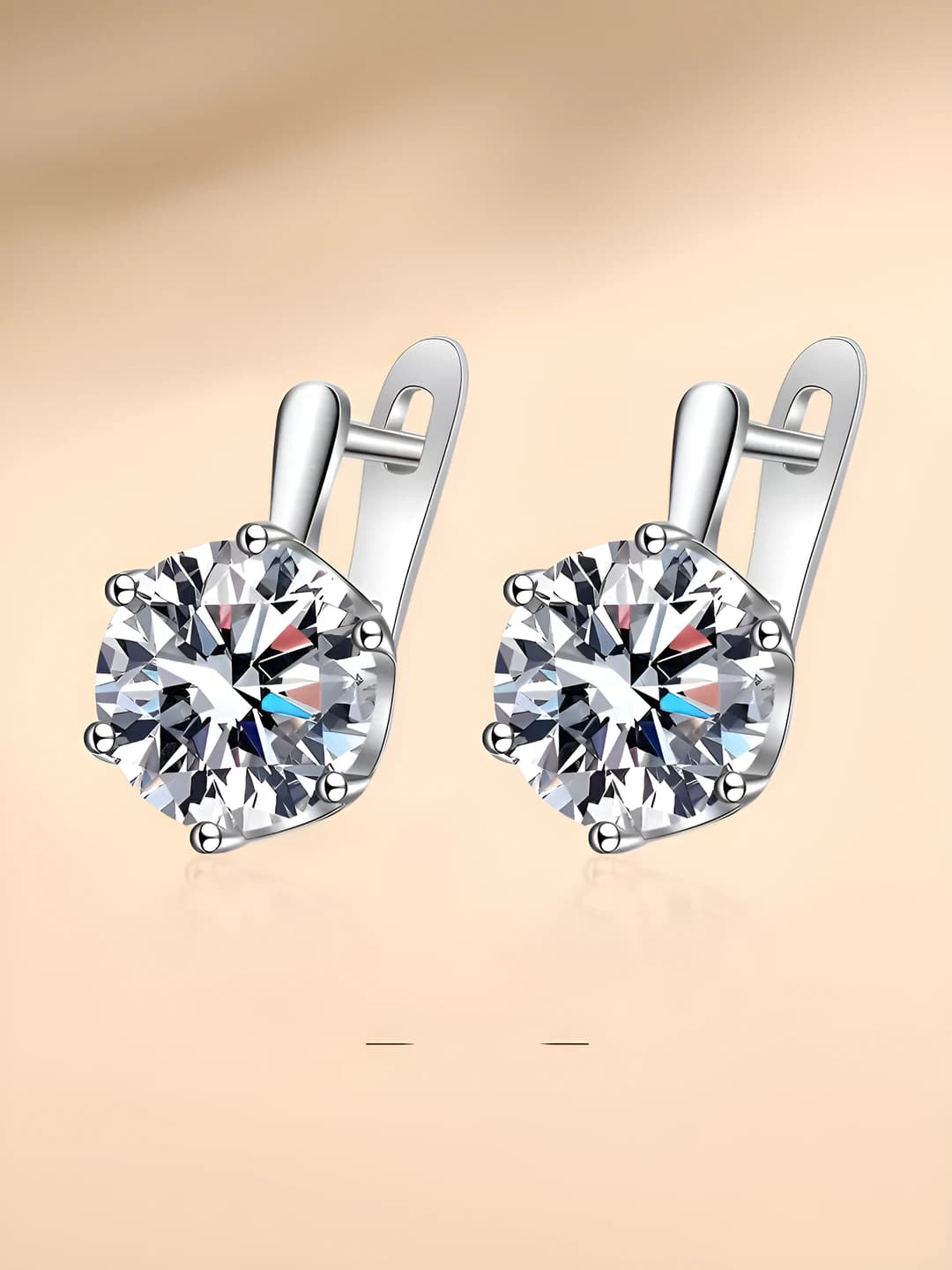 Women's 4 carat zircon earrings, 6 prongs, geometric shape, ins style