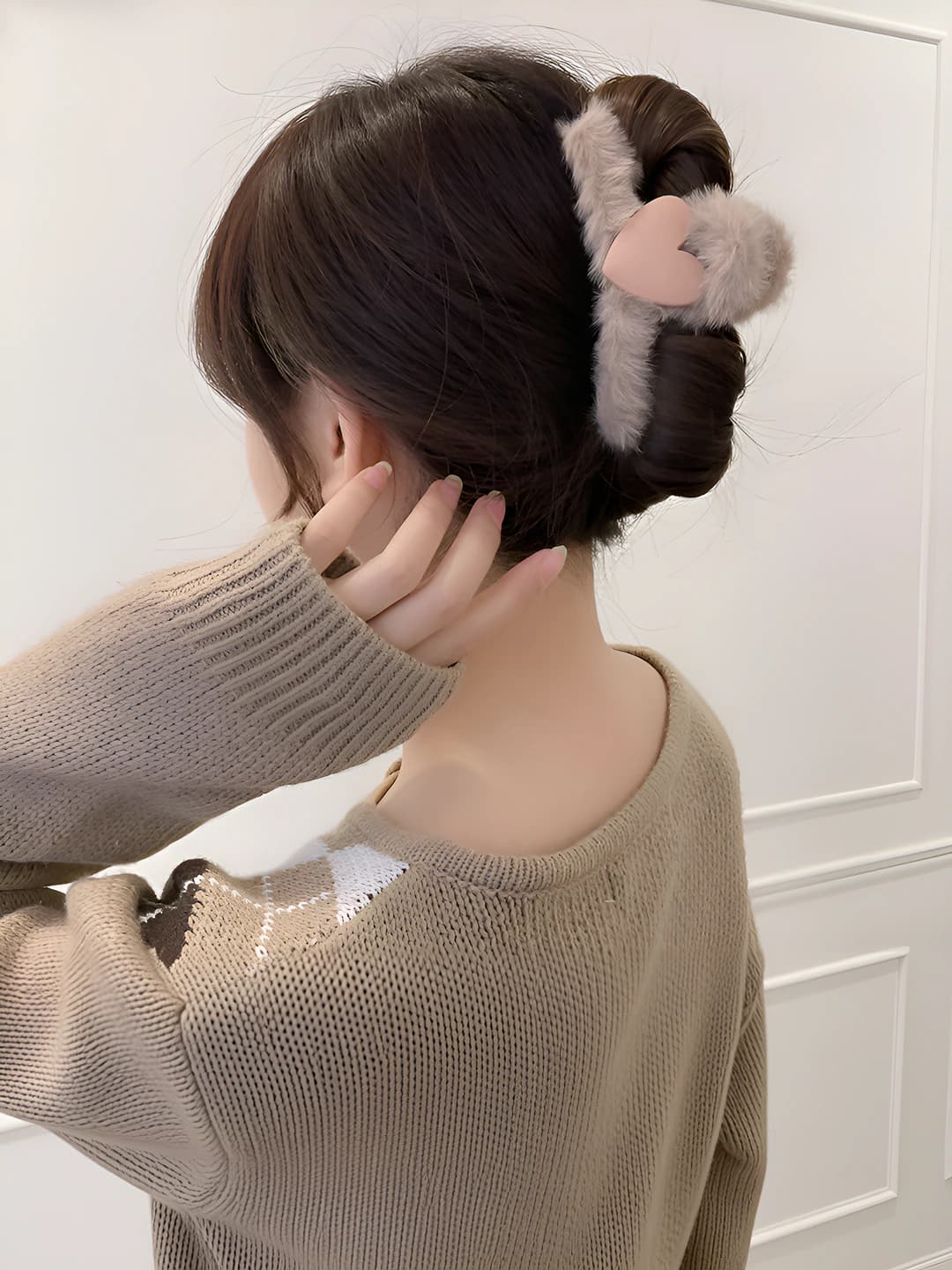 Dark coffee khaki heart 11 cm