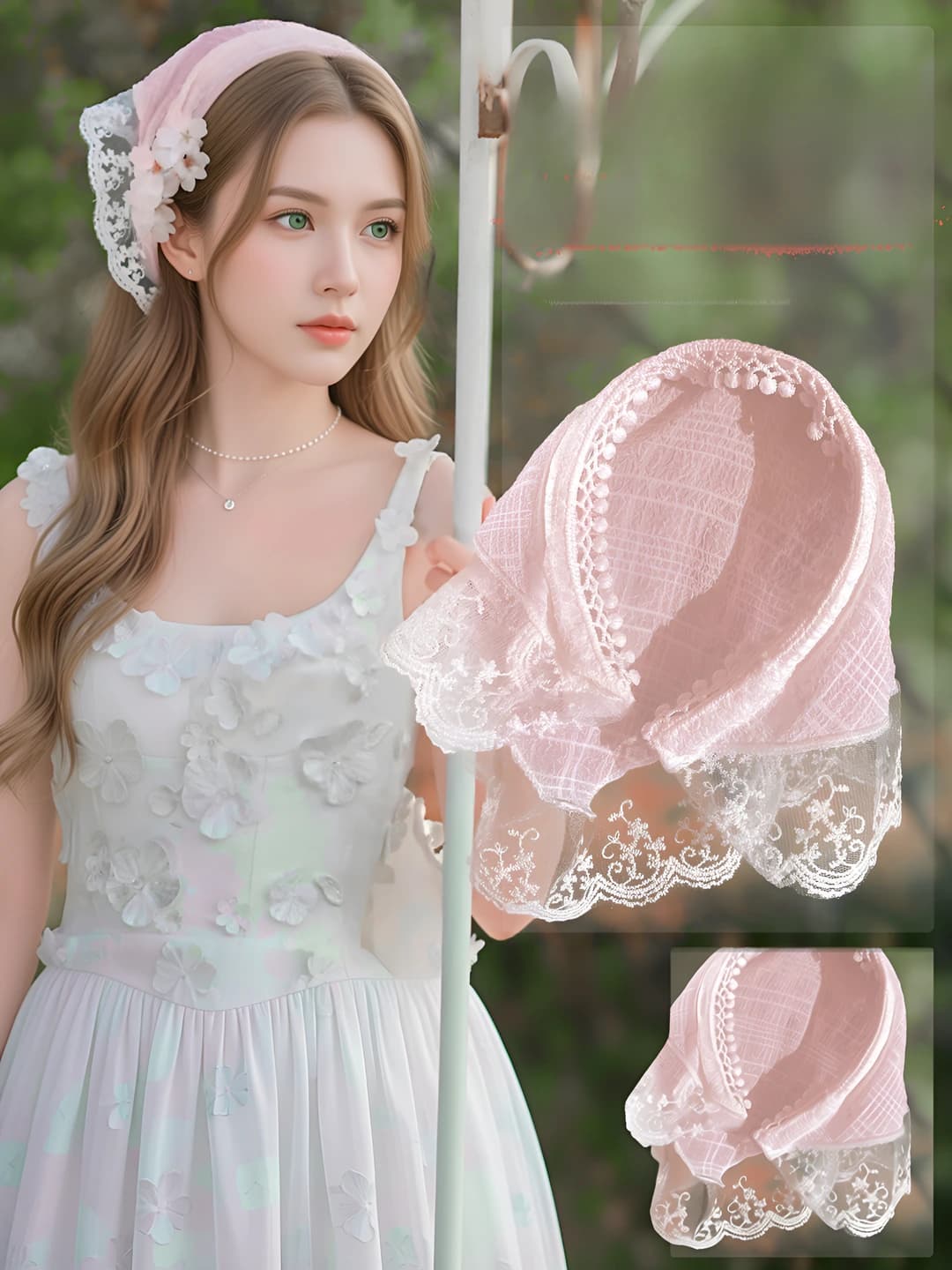 7# Розовый кружево обруч