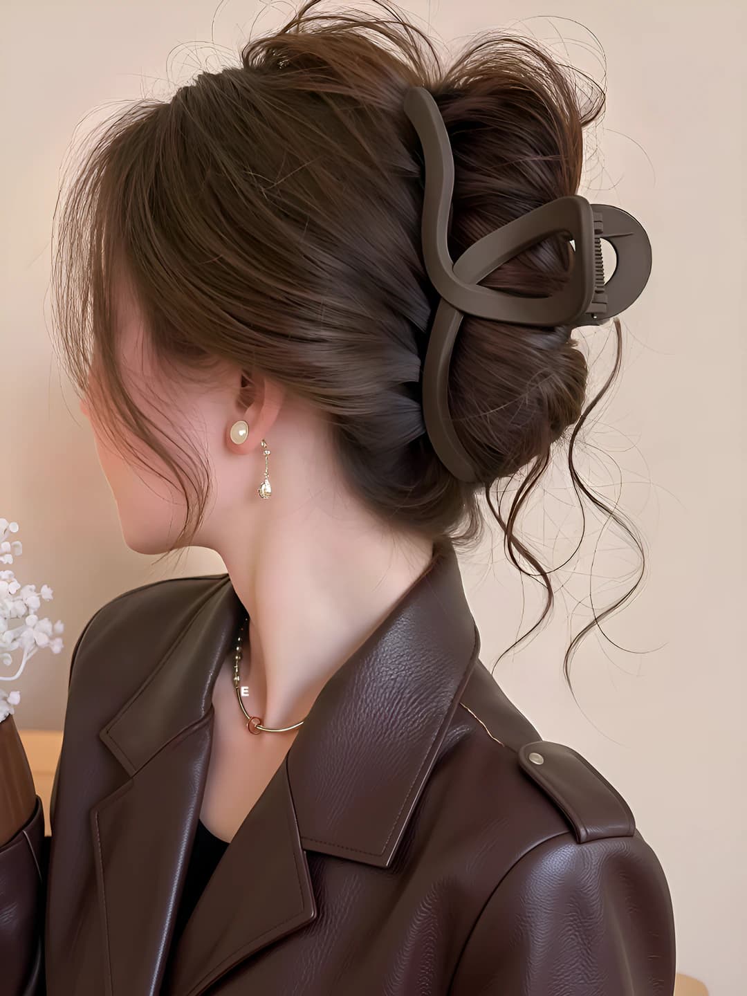 Coffee matte wave clip, ~13.5 cm