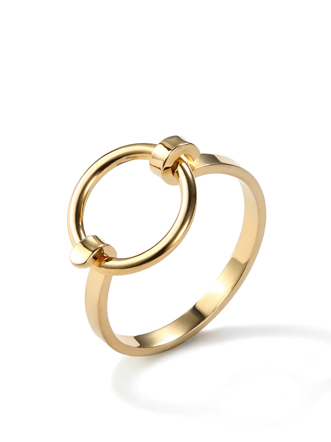 Women's minimalist geometric metal ring with gold plating