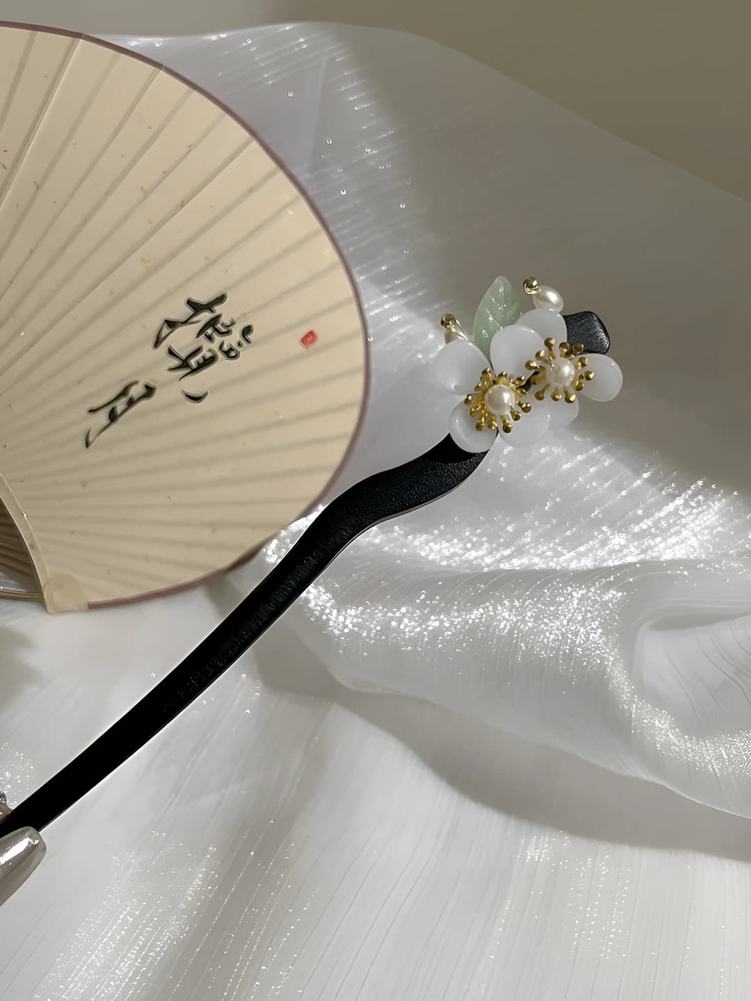 16# White marble, double orchid and dragon hair pin (bagged)