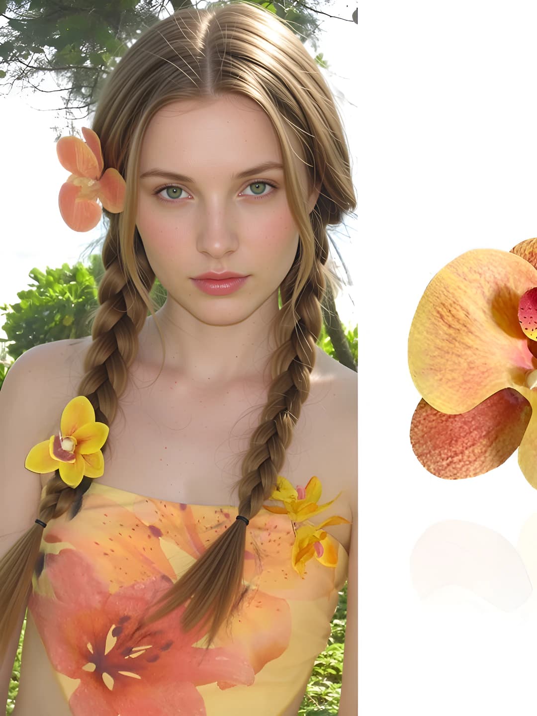 2# Apelsin-sariq 3D phalaenopsis