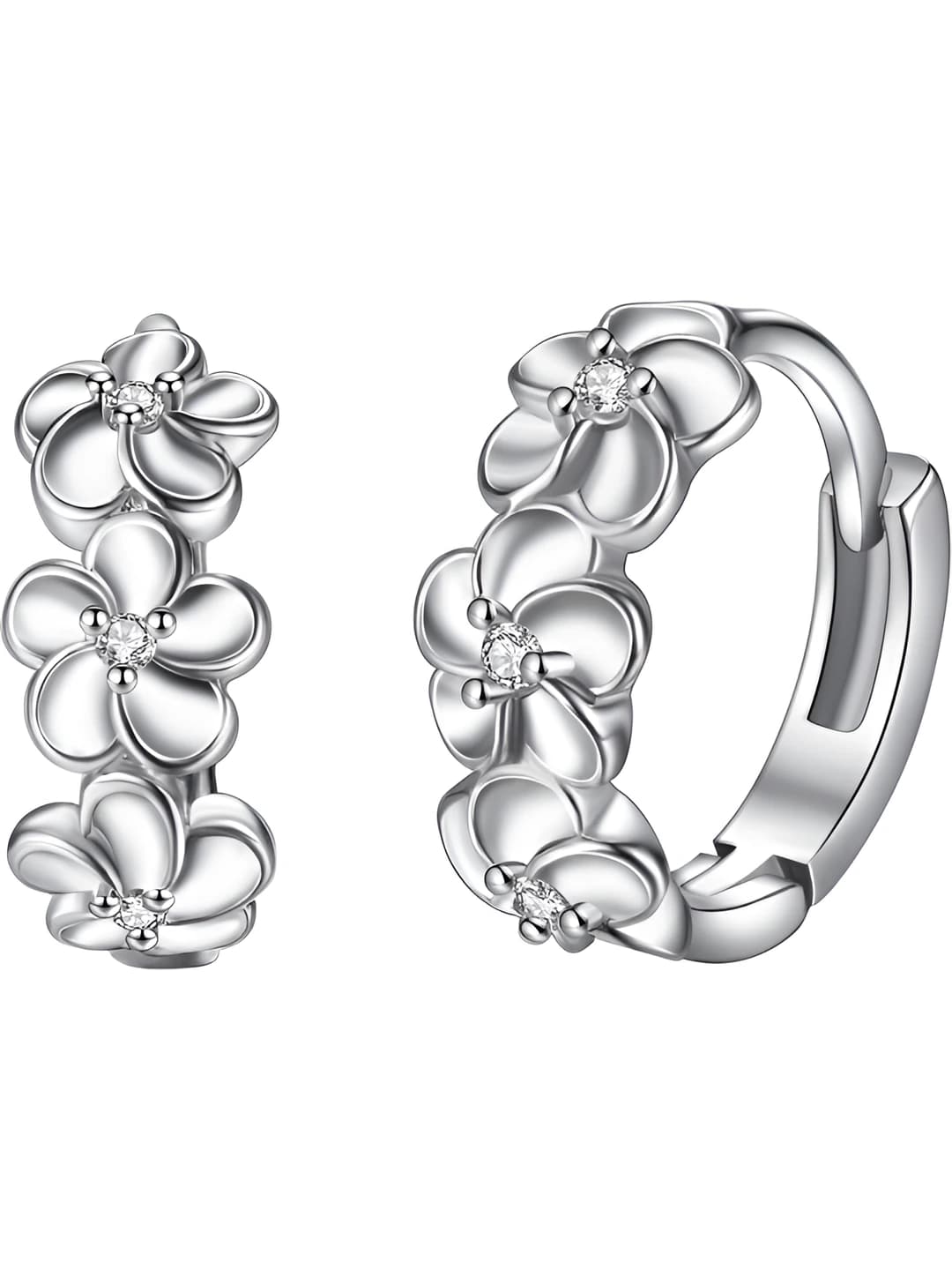 Women's 925 silver plated flower earrings