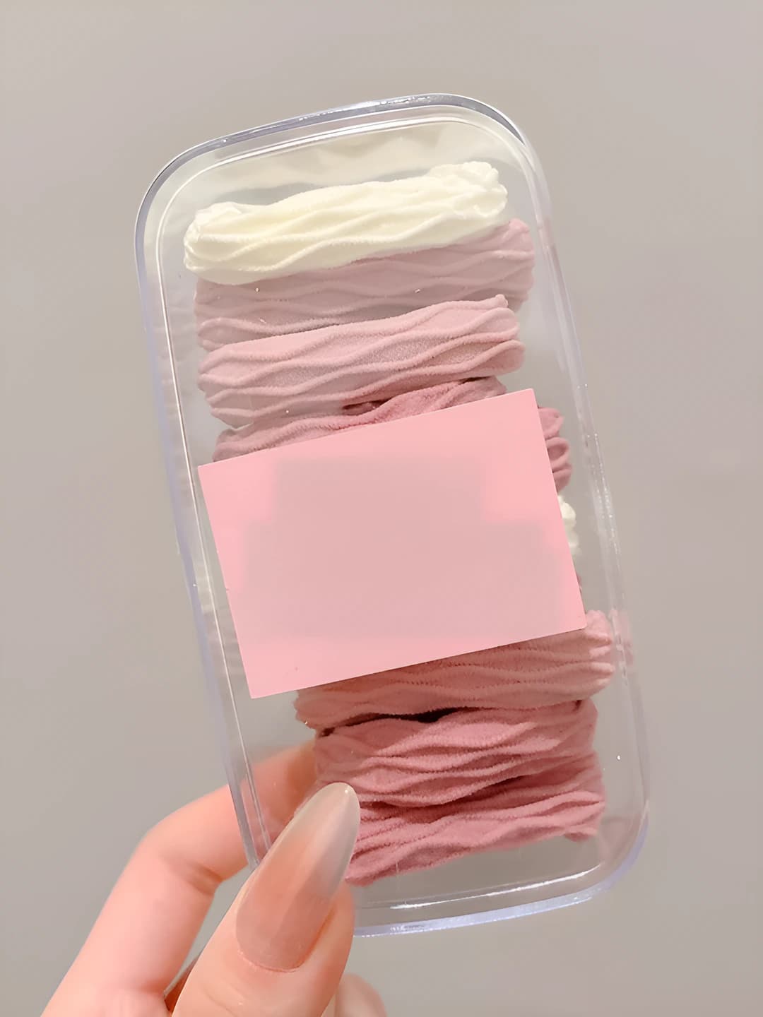 Fava pink - patterned 10 pcs, oval box